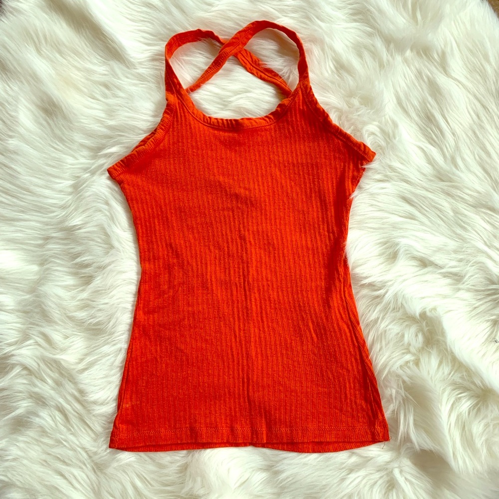 Free people orange tank like new. Xs